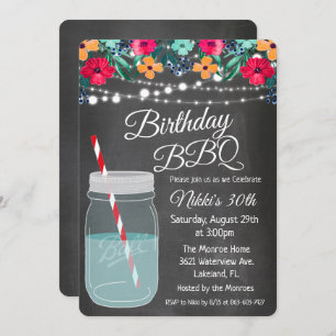 CUALQUIER EDAD - Invitación a BBQ Mason Jar por cu