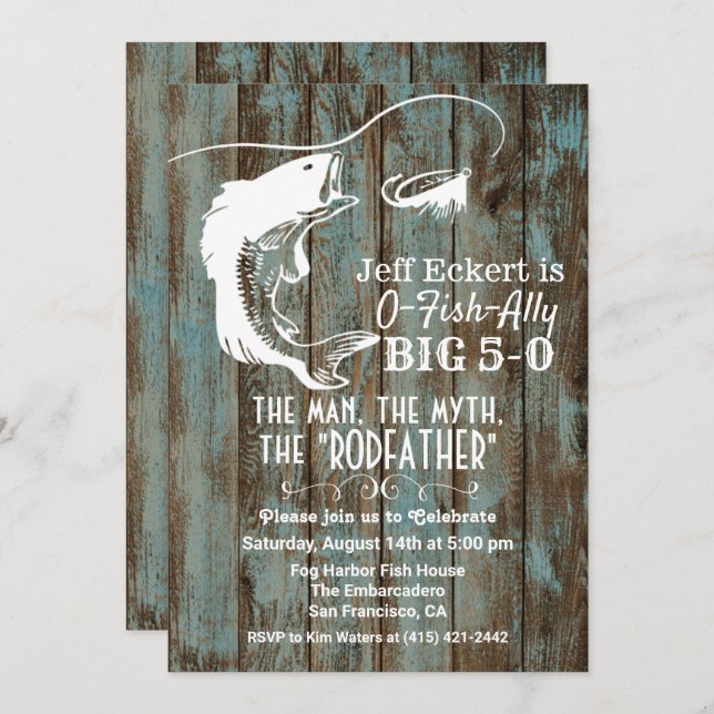 CUALQUIER EDAD - Invitación al cumpleaños de pesca (Anverso / Reverso)