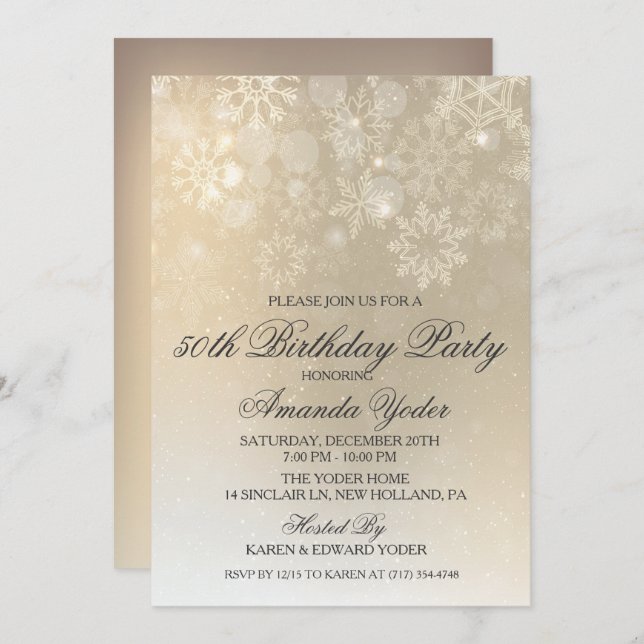 CUALQUIER EDAD - Invitación al cumpleaños de Snowf (Anverso / Reverso)