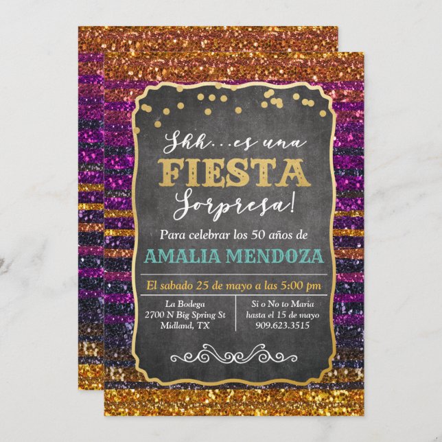 CUALQUIER EDAD - Invitación al cumpleaños sorpresa (Anverso / Reverso)