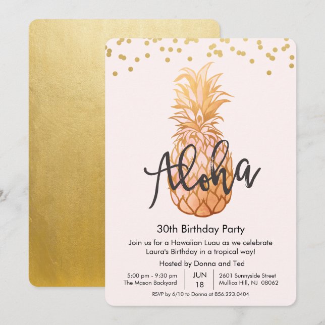 CUALQUIER EDAD - Invitación de Cumpleaños a Fiesta (Anverso / Reverso)