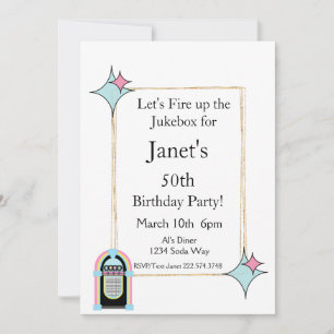Cualquier edad, invitación de cumpleaños de Jukebo