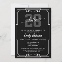 Cualquier edad Invitación de cumpleaños de negro y