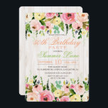 CUALQUIER EDAD - Invitación de cumpleaños floral r<br><div class="desc">Celebra un hito de edad con esta invitación floral de cumpleaños. Es romántico y perfecto para la mujer que ama las flores. Gráficos de OctopusArtis.etsy.com. Esta invitación incluye románticas flores y madera,  perfectas para una invitación a la fiesta de primavera o verano.</div>