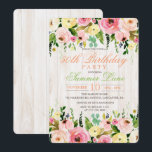 CUALQUIER EDAD - Invitación de cumpleaños floral r<br><div class="desc">Celebra un hito de edad con esta invitación floral de cumpleaños. Es romántico y perfecto para la mujer que ama las flores. Gráficos de OctopusArtis.etsy.com. Esta invitación incluye románticas flores y madera,  perfectas para una invitación a la fiesta de primavera o verano.</div>
