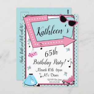 Cualquier edad, invitación de cumpleaños retro de