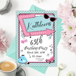 Cualquier edad, invitación de cumpleaños retro de 