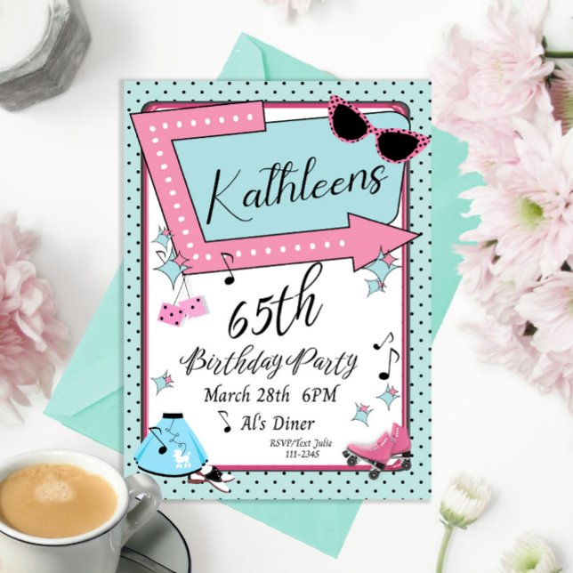 Cualquier edad, invitación de cumpleaños retro de  (Subido por el creador)