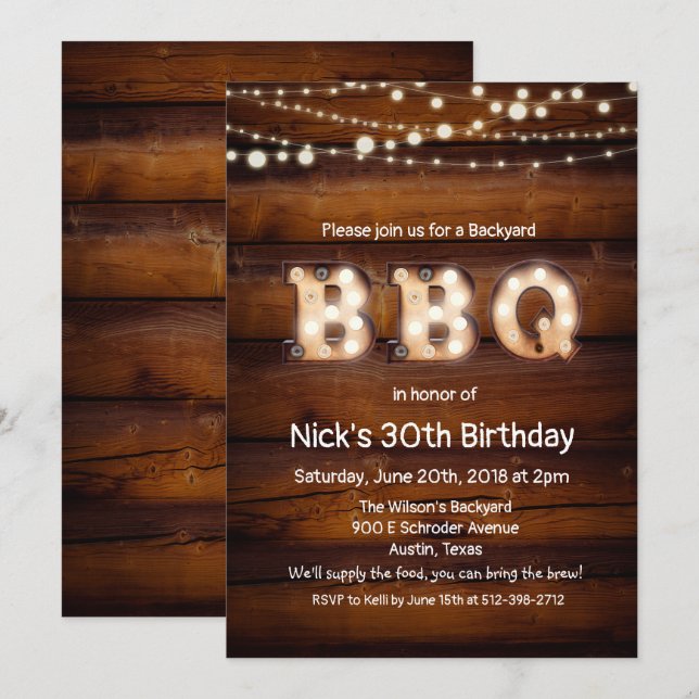 CUALQUIER EDAD - Invitación de cumpleaños rústica  (Anverso / Reverso)