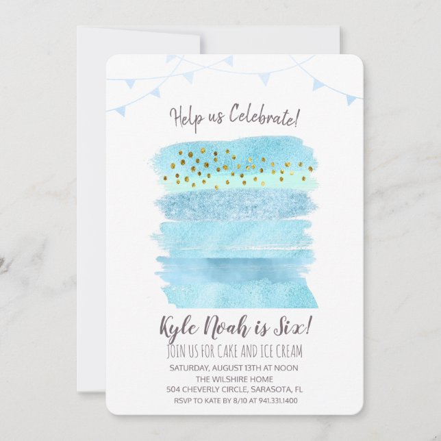 CUALQUIER EDAD - Invitación de pastel de cumpleaño (Anverso)
