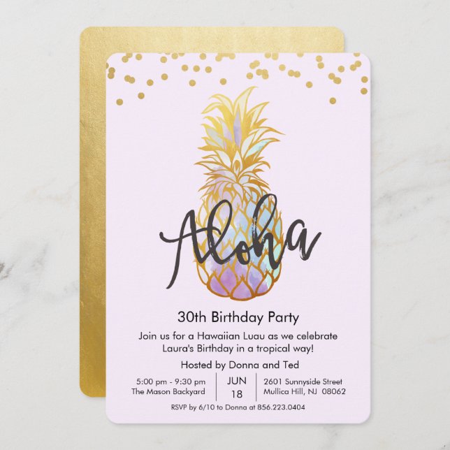 CUALQUIER EDAD - Invitación del partido Aloha Luau (Anverso / Reverso)