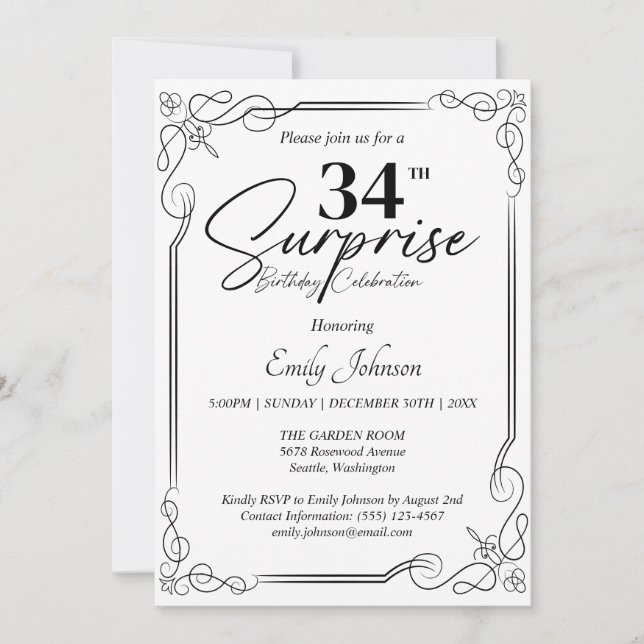 Cualquier edad Invitación simple a los cumpleaños  (Anverso)