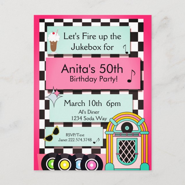 Cualquier edad, la invitación de cumpleaños de Din (Anverso)