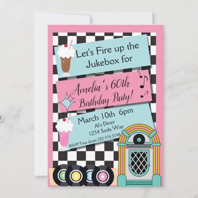 Cualquier edad, la invitación de cumpleaños de Din (Anverso)