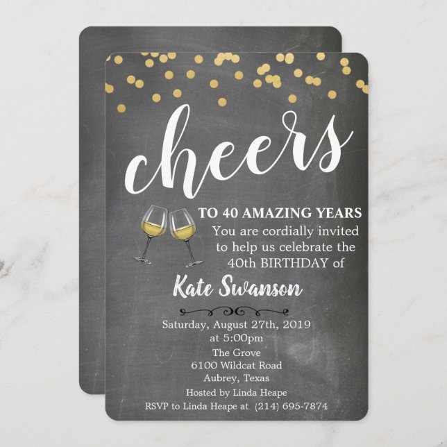 CUALQUIER EDAD - Saludos Invitación al cumpleaños  (Anverso / Reverso)