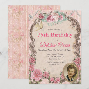 CUALQUIER EDAD - Vintage Invitación de cumpleaños