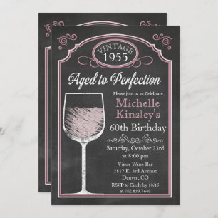 CUALQUIER EDAD Wine Chalkboard Invitación al cumpl