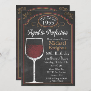 CUALQUIER EDAD Wine Chalkboard Invitación al cumpl