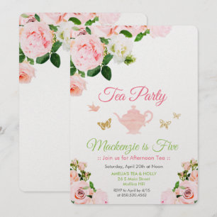CUALQUIER EVENTO - Invitación a Fiesta de Té Flora