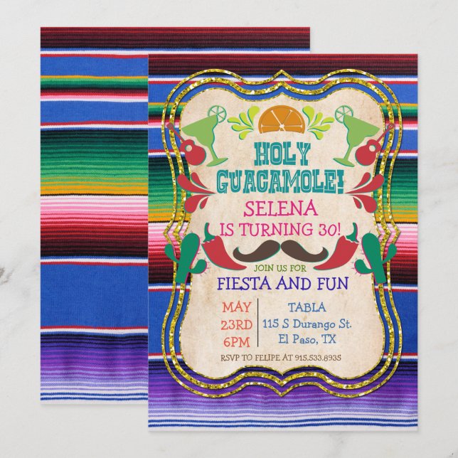 CUALQUIER EVENTO - Invitación a Fiesta Mexicana (Anverso / Reverso)
