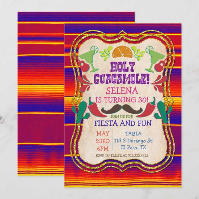 CUALQUIER EVENTO - Invitación a Fiesta Mexicana (Anverso / Reverso)