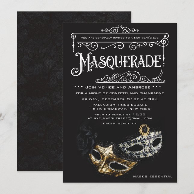 CUALQUIER EVENTO - Invitación a la fiesta de masca (Anverso / Reverso)