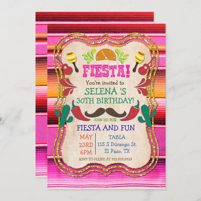 CUALQUIER EVENTO - Invitación a la Fiesta Mexicana (Anverso / Reverso)