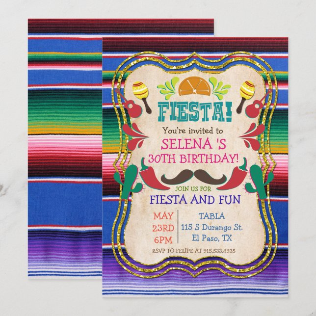 CUALQUIER EVENTO - Invitación a la Fiesta Mexicana (Anverso / Reverso)