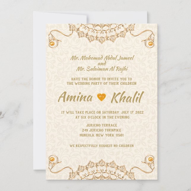 Cualquier evento: invitación de boda árabe para la (Anverso)