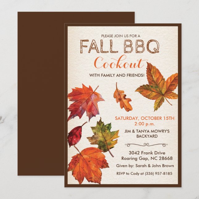 CUALQUIER EVENTO - Invitación de hojas de otoño (Anverso / Reverso)