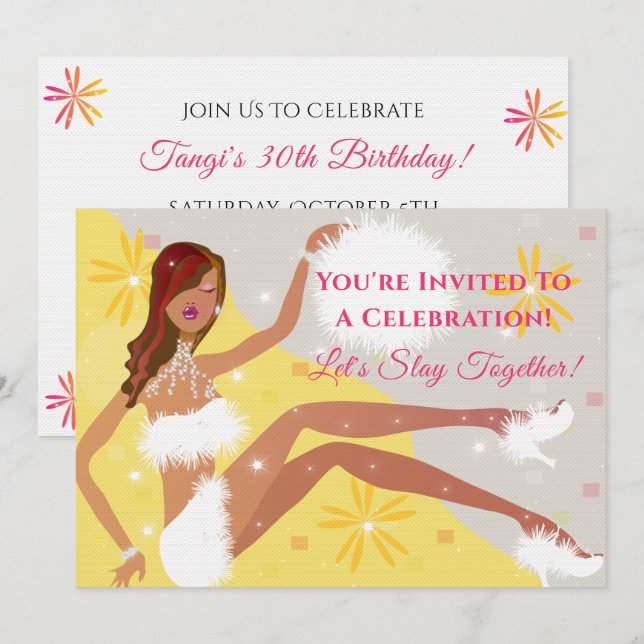 Cualquier invitación de celebración de cumpleaños  (Anverso / Reverso)