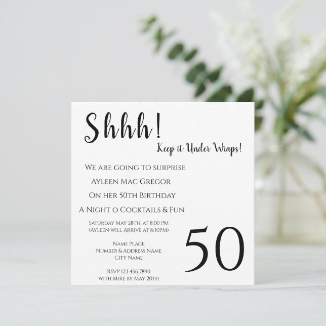 Cualquier Invitación de cumpleaños sorpresa de eda (Anverso de pie)