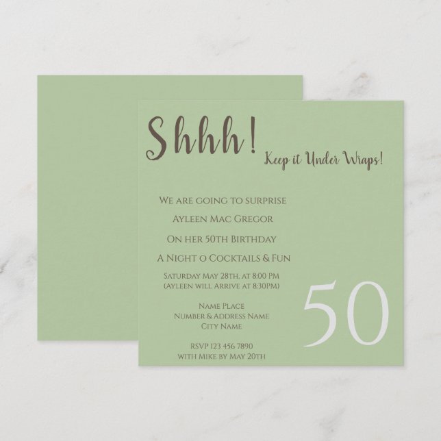 Cualquier Invitación de cumpleaños sorpresa de eda (Anverso / Reverso)