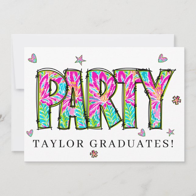 * Cualquier Invitación DIY Garabato Evento Graduad (Anverso)