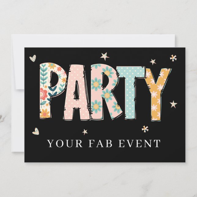 * Cualquier INVITACIÓN DIY NEÓN de FIESTA Evento C (Anverso)
