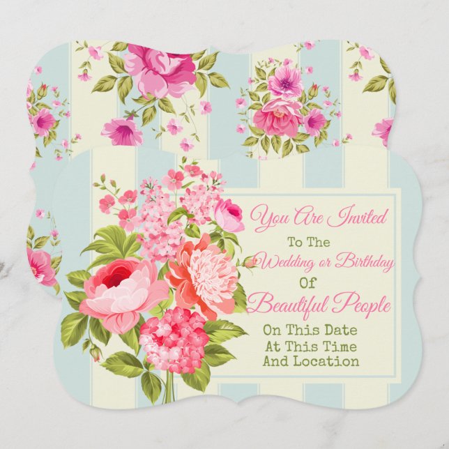 Cualquier Invitación Floral a un evento (Anverso / Reverso)