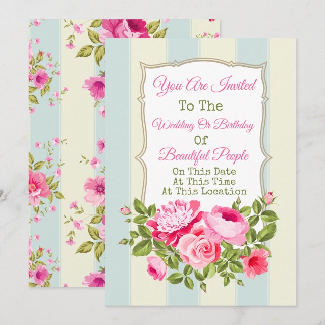 Cualquier Invitación Floral a un evento (Anverso / Reverso)