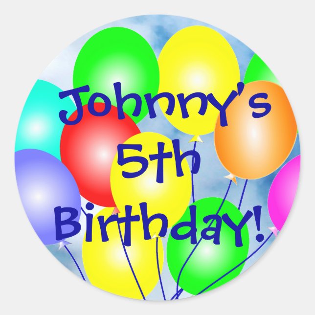 Cualquier nombre y edad Pegatinas de los globos de (Anverso)