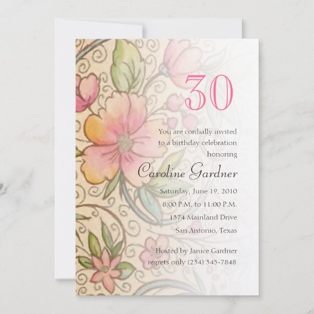 Cualquier número Invitación de cumpleaños (Anverso)