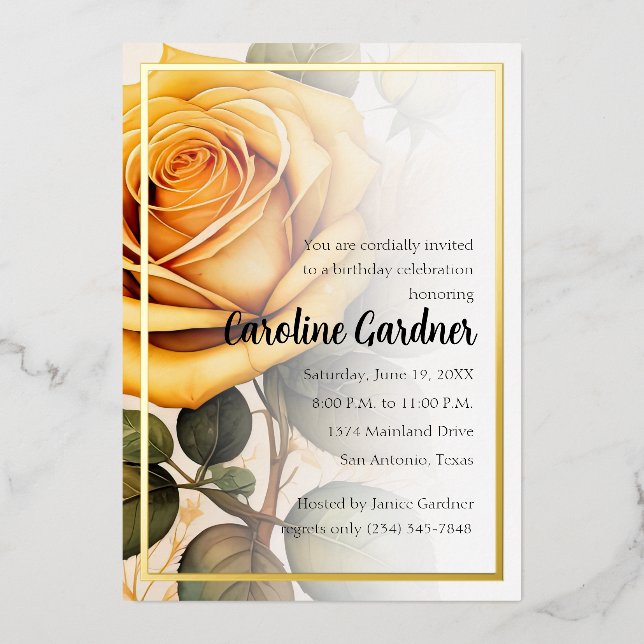 Cualquier número Invitación de cumpleaños Rosas Am (Anverso)