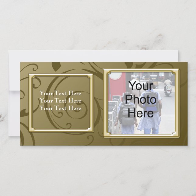 Cualquier Ocasión Classy Gold Swirl Photo Card, Fa (Anverso)
