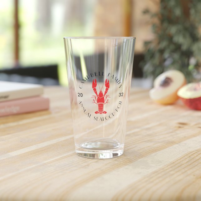 Cualquier ocasión Familia Personalizado de Hervir  (Family Annual Seafood Boil Drinking Glass with Lobster Motif)