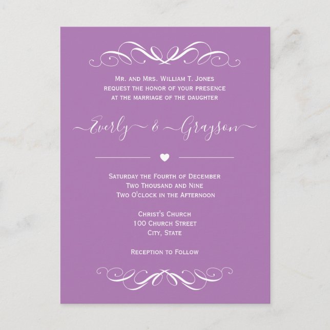 Cualquier postal de invitación de matrimonio de co (Anverso)