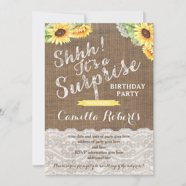 Cualquier tarjeta de fiesta de cumpleaños sorpresa (Anverso)