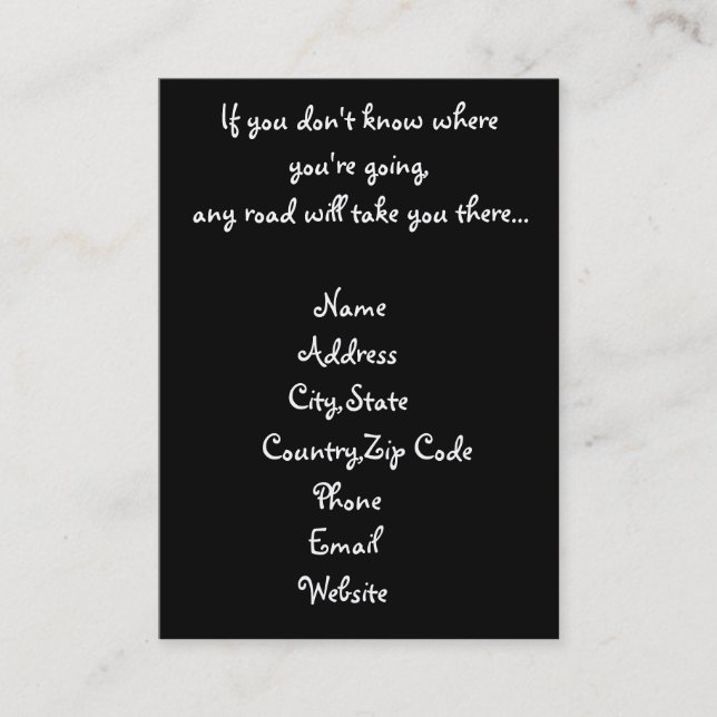 Cualquier tarjeta de negocios de carretera (Anverso)