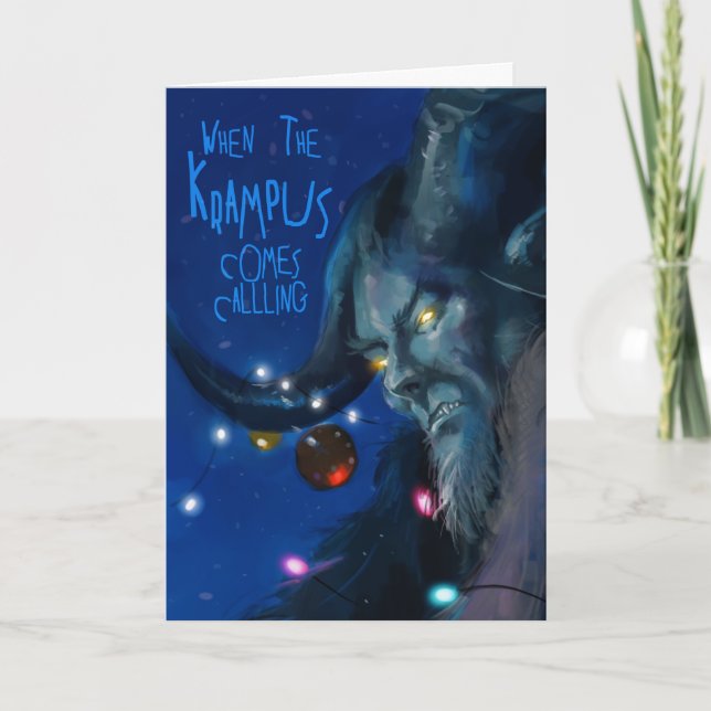 Cuando Krampus viene a llamar tarjeta de vacacione (Anverso)
