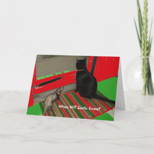 ¿Cuándo Santa vendrá?  Tarjeta de Navidad