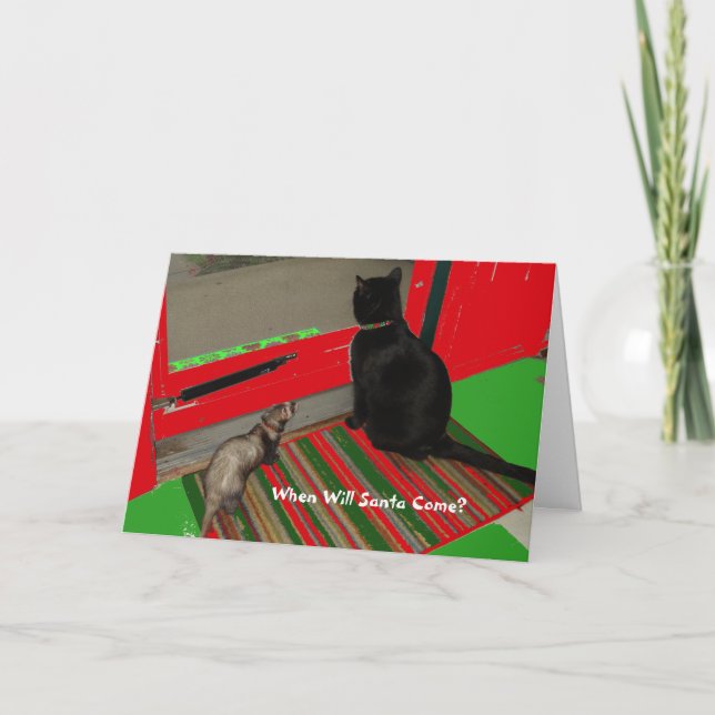 ¿Cuándo Santa vendrá?  Tarjeta de Navidad (Anverso)