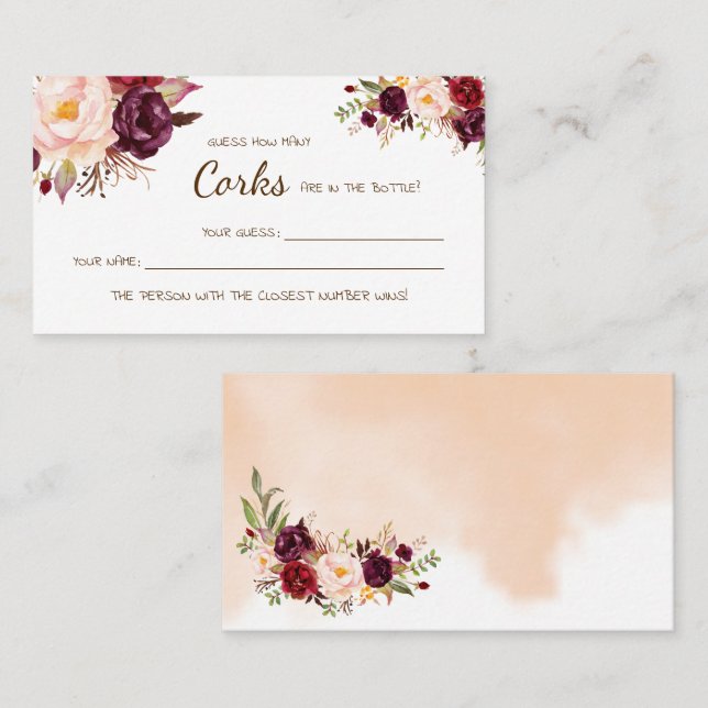 Cuántas tarjetas de juego Corks Marsala Bridal Sho (Anverso / Reverso)