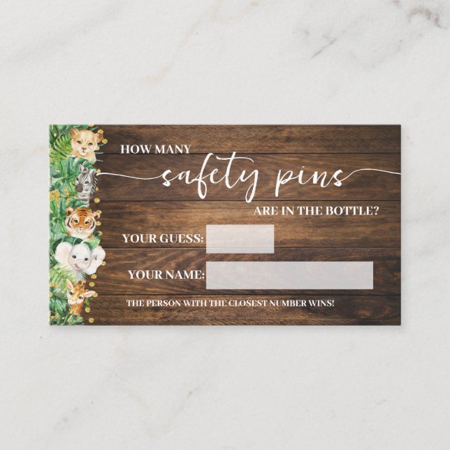 Cuántas tarjetas de juego Safari Baby Pins de segu (Anverso)